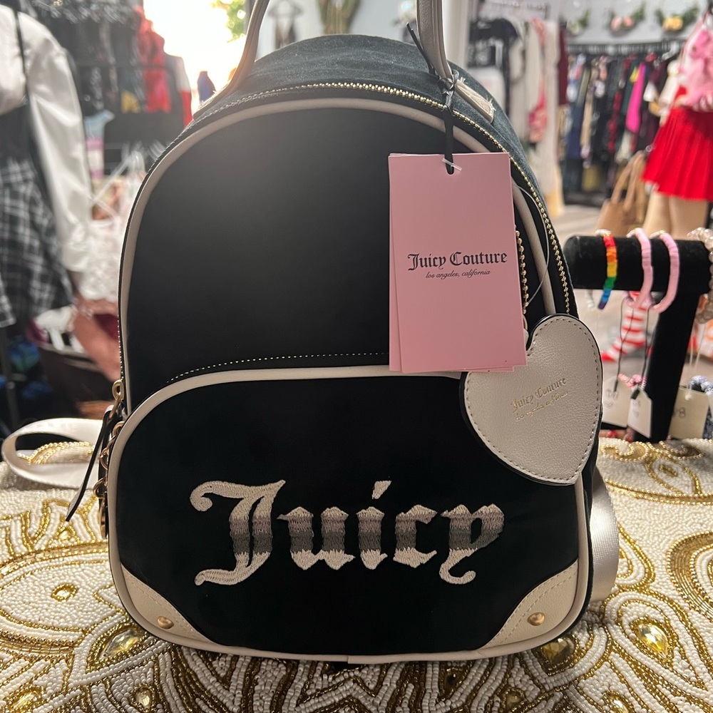 NWT Juicy Couture Velvet Velour Mini Backpack Purse Bag With Handles